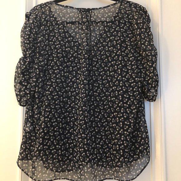 J. Crew Ruched Sleeve Sparkle Top in Floral - Picture 5 of 6
